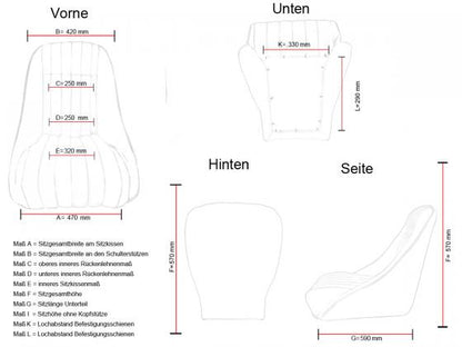 FK Oldtimersitze Auto Vollschalensitze Set Montgomery im Retro-Look rot