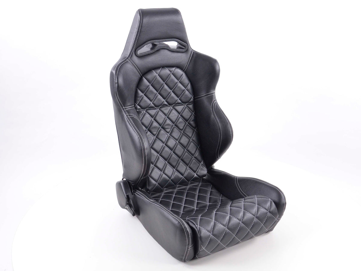 FK Sportsitze Auto Halbschalensitze Set Las Vegas Kunstleder schwarz Naht weiß