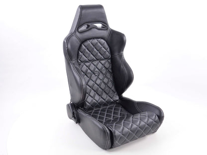 FK Sportsitze Auto Halbschalensitze Set Las Vegas Kunstleder schwarz Naht weiß
