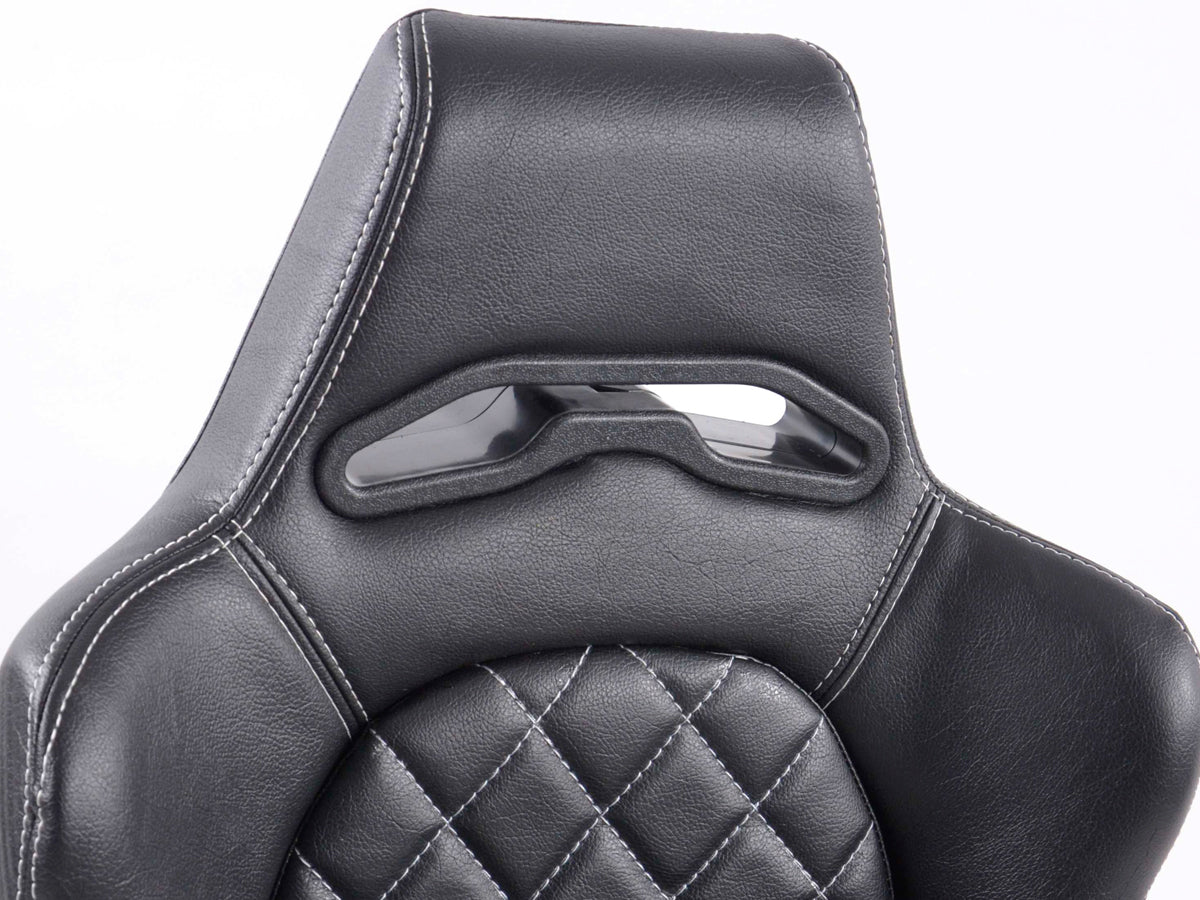 FK Sportsitze Auto Halbschalensitze Set Las Vegas Kunstleder schwarz Naht weiß