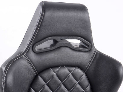 FK Sportsitze Auto Halbschalensitze Set Las Vegas Kunstleder schwarz Naht weiß