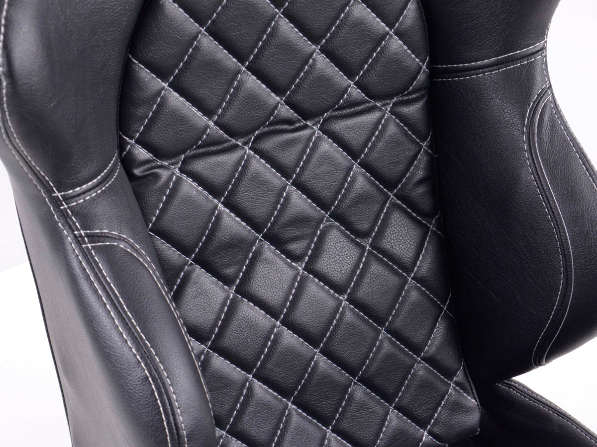 FK Sportsitze Auto Halbschalensitze Set Las Vegas Kunstleder schwarz Naht weiß