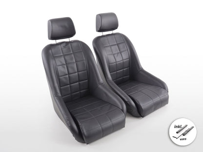 FK Oldtimersitze Auto Vollschalensitze Set im Retro-Look schwarz