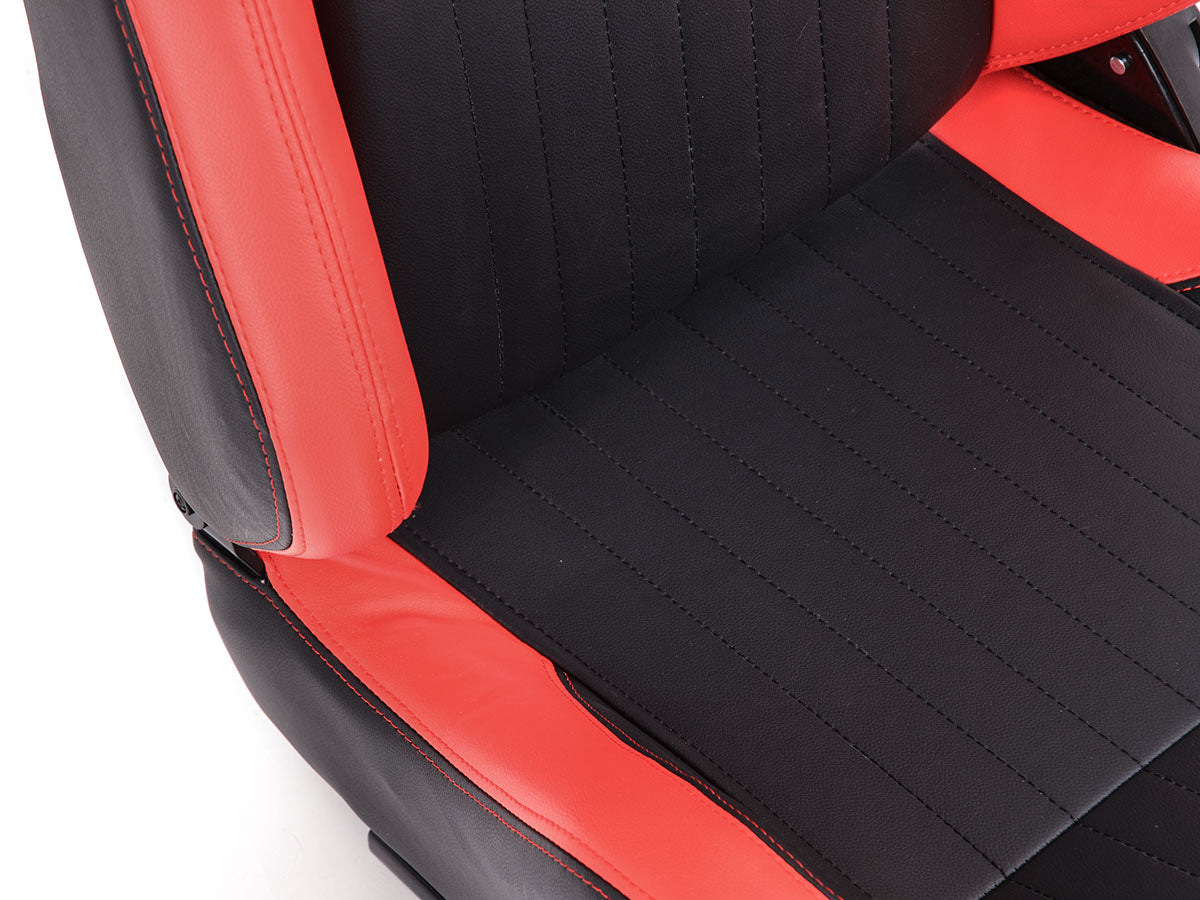 FK Sportsitze Auto Halbschalensitze Set Frankfurt Kunstleder schwarz/rot
