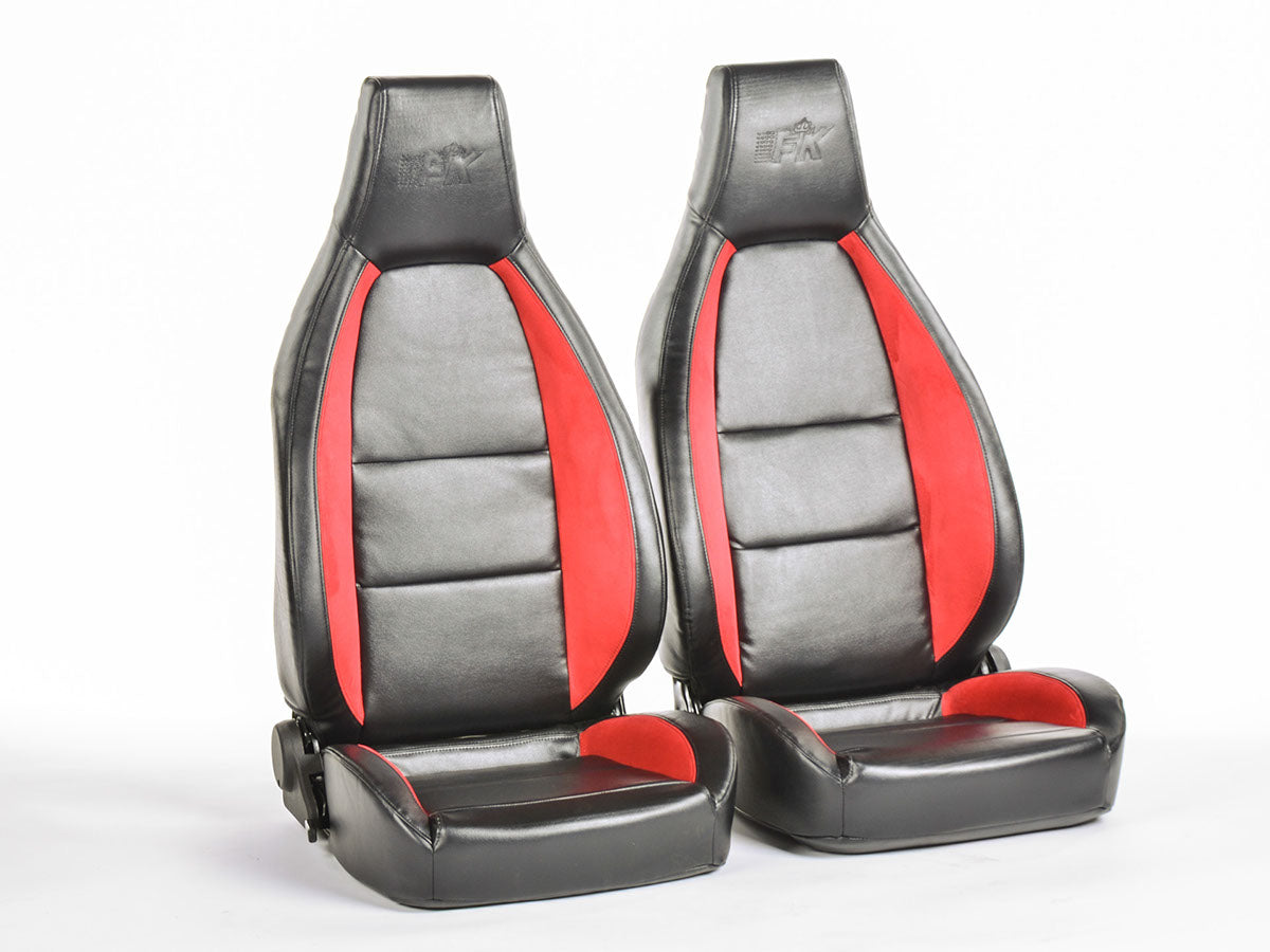 FK Sportsitze Auto Halbschalensitze Set Hamburg Kunstleder schwarz/rot