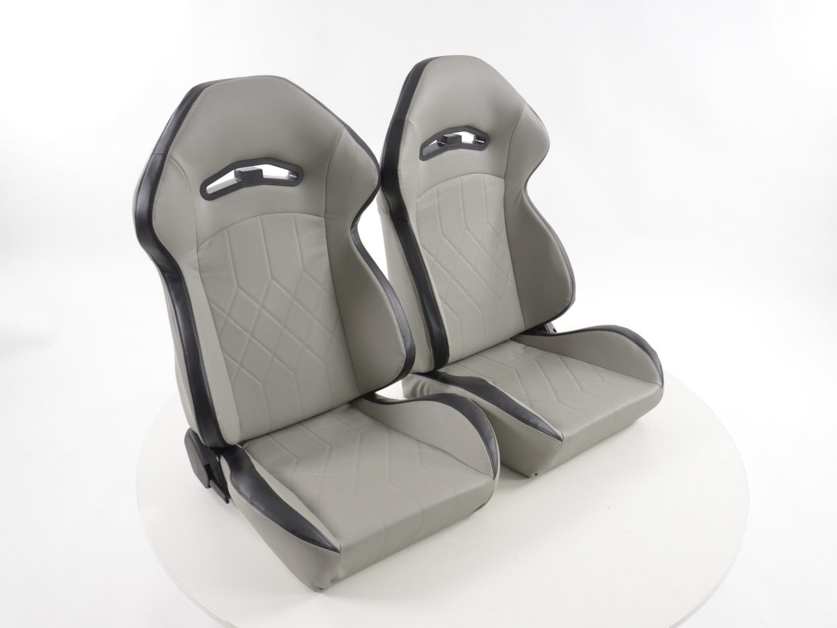 FK Sportsitze Auto Halbschalensitze Set Kunstleder grau Naht schwarz