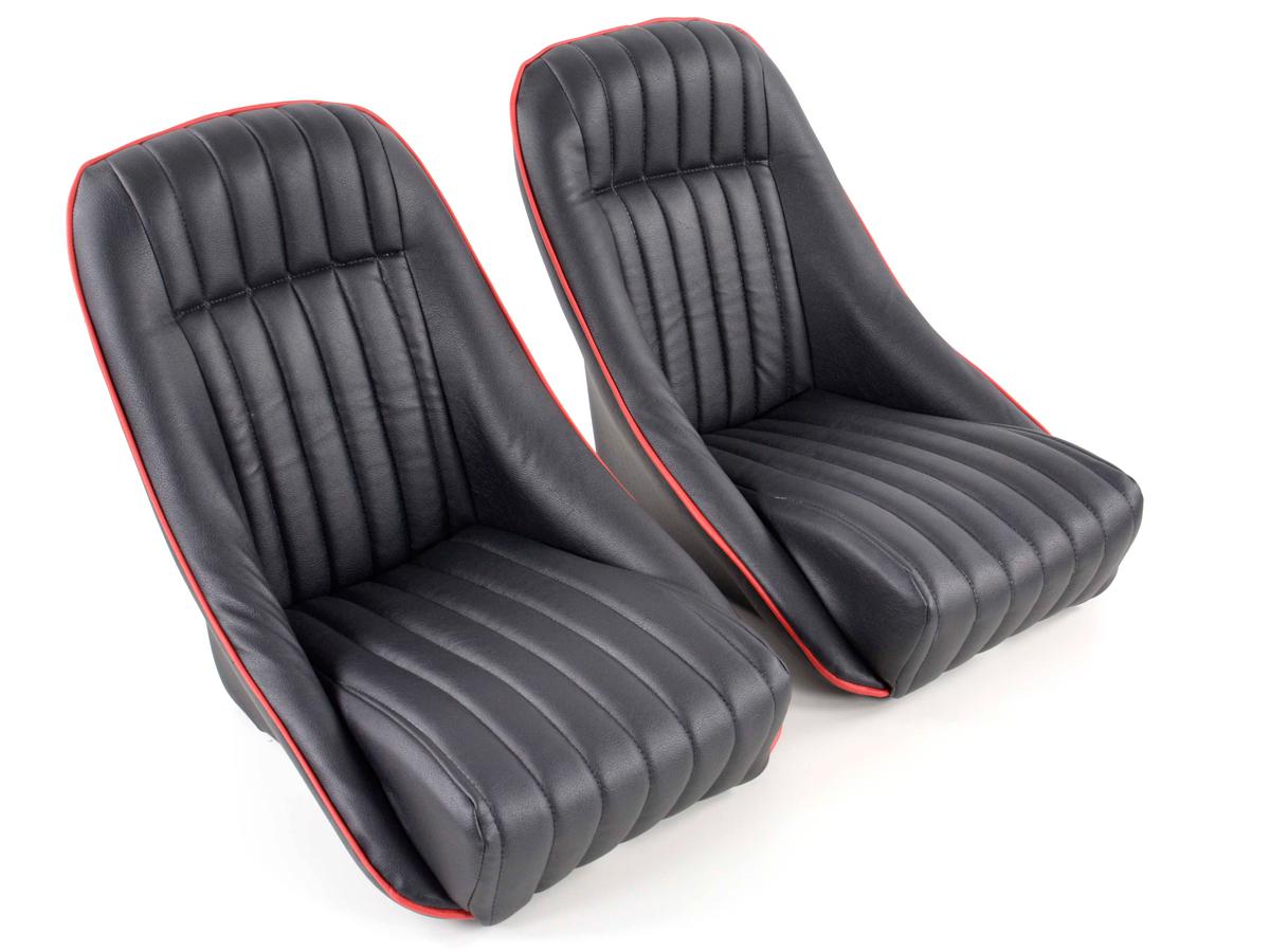 FK Oldtimersitze Auto Vollschalensitze Set Montgomery im Retro-Look schwarz/rot