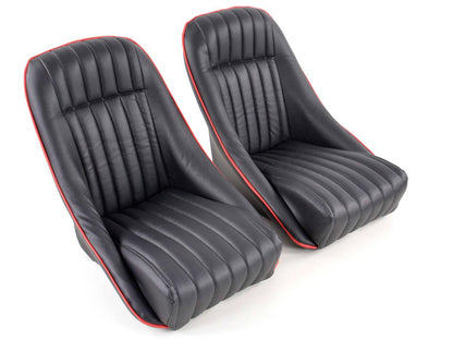 FK Oldtimersitze Auto Vollschalensitze Set Montgomery im Retro-Look schwarz/rot
