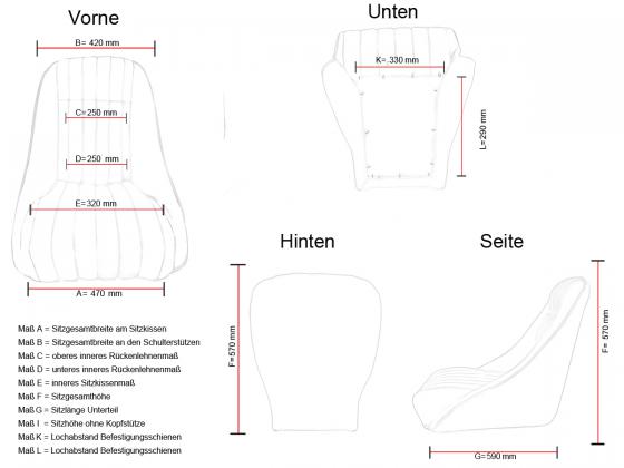 FK Oldtimersitze Auto Vollschalensitze Set Montgomery im Retro-Look schwarz/rot