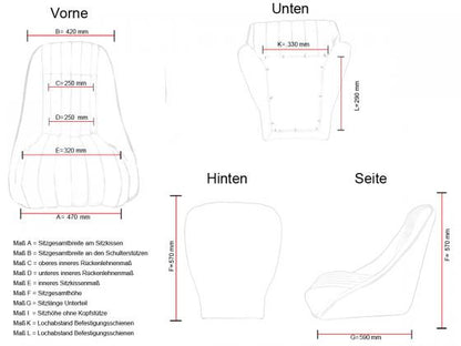 FK Oldtimersitze Auto Vollschalensitze Set Montgomery im Retro-Look schwarz/rot