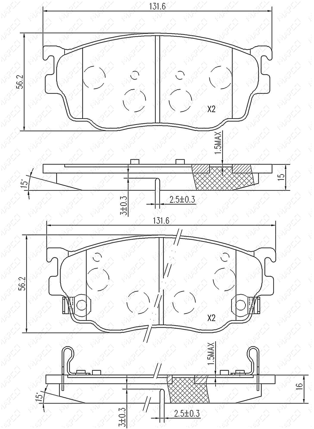 MAPCO Bremsbelagsatz, Scheibenbremse Vorderachse  6743