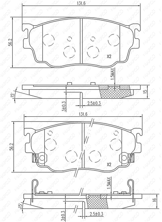 MAPCO Bremsbelagsatz, Scheibenbremse Vorderachse  6743