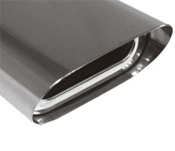 FOX Anschweißendrohr Typ 51 150x70 mm / Länge: 300 mm  - flachoval / uneingerollt / 30° abgeschrägt / mit Absorber