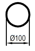 FOX Uni-Schalldämpfer rund ohne Stutzen - Abwicklung 314 Ø 100mm, d1Ø 50mm, Länge: 250mm