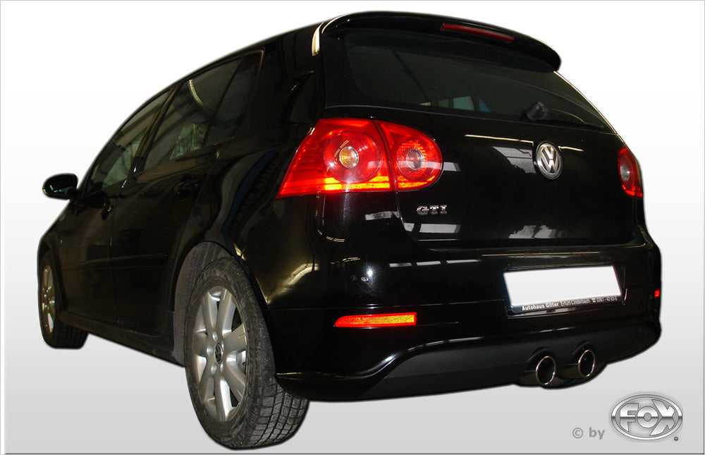 FOX VW Golf V GTI/ GTD + VW Golf VI GTI inkl. Cabrio Endschalldämpfer Ausgang mittig R32-Design - 2x90 Typ 16 mittig