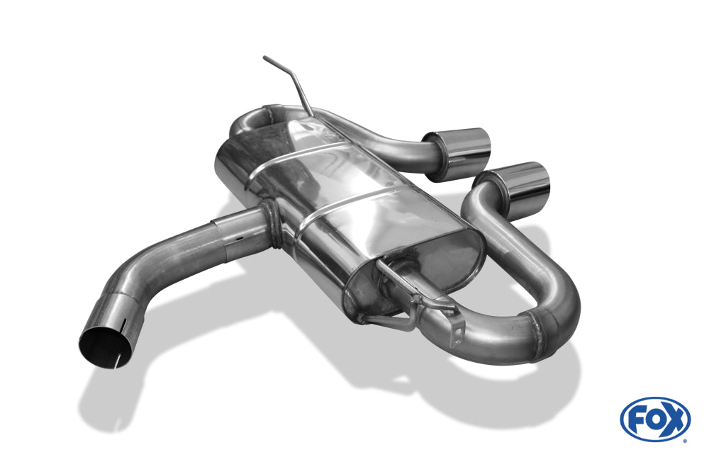 FOX VW Golf V GTI/ GTD + VW Golf VI GTI inkl. Cabrio Endschalldämpfer Ausgang mittig R32-Design - 2x100 Typ 25 mittig