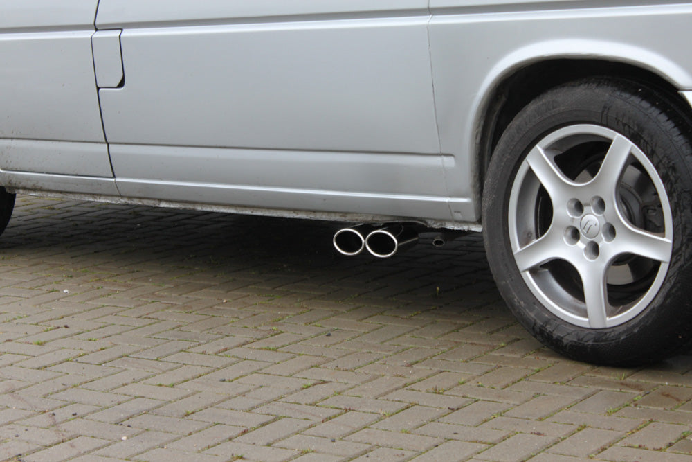 FOX VW T4 - 2,5l TDI Sidepipe bestehend aus End- und Vorschalldämpfer mit Ausgang an der Fahrerseite - 2x106x71 Typ 38