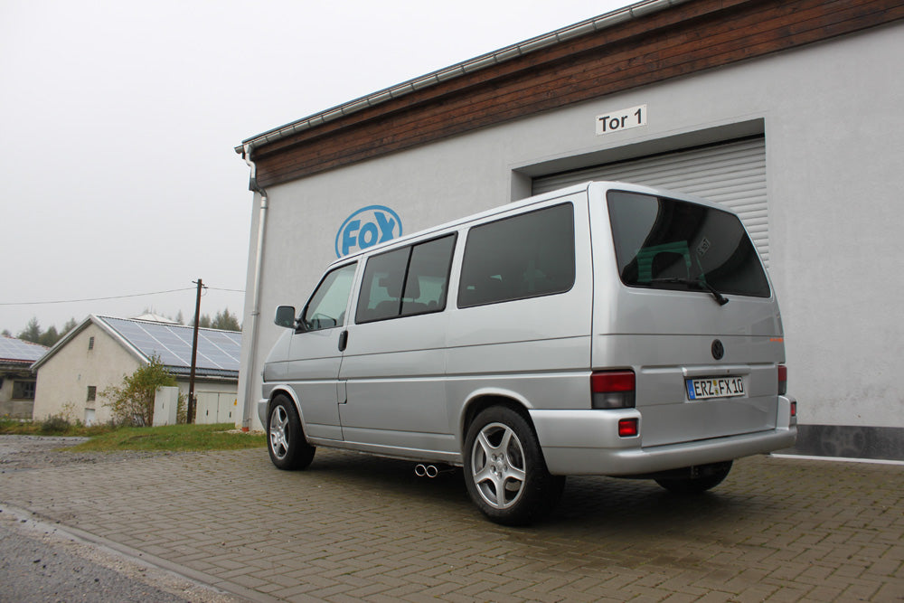 FOX VW T4 - 2,5l TDI Sidepipe bestehend aus End- und Vorschalldämpfer mit Ausgang an der Fahrerseite - 2x106x71 Typ 38