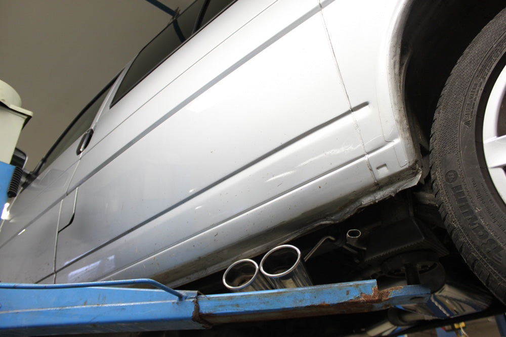 FOX VW T4 - 2,5l TDI Sidepipe bestehend aus End- und Vorschalldämpfer mit Ausgang an der Fahrerseite - 2x106x71 Typ 38